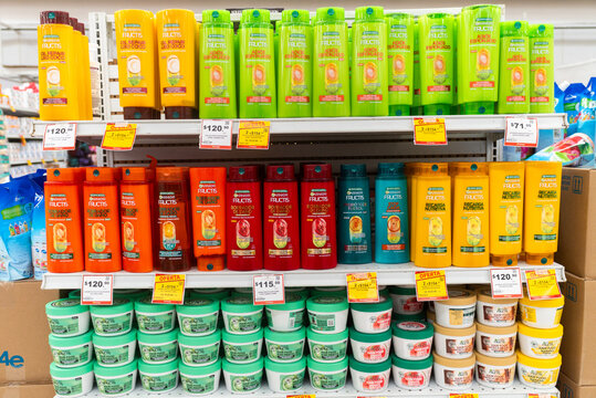 Colima, Colima, Mexico. March 6, 2026: Assorted Garnier Fructis Hair Products Displayed on Supermarket Shelf for Sale