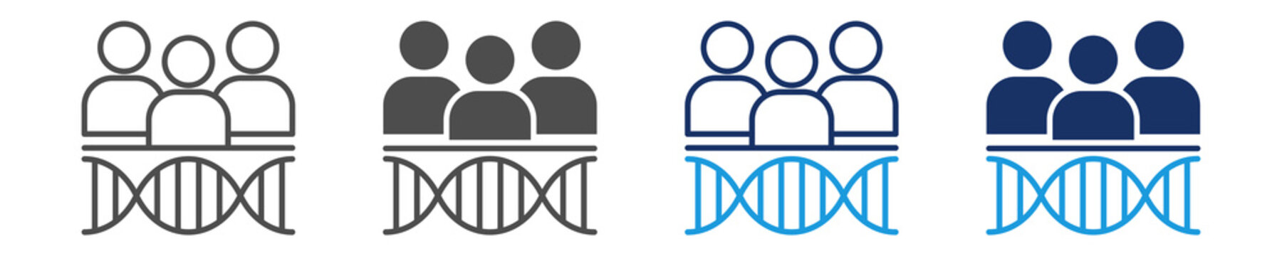 populations genetics  icon set with multi concept
