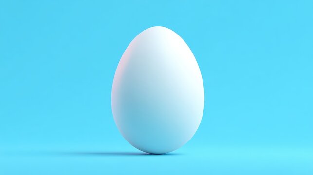 Studio Shot of a Single White Egg on Light Blue Background Lit with Soft Shaded Lighting For Food And Nutrition Concept Photography Targets Adobe Stock