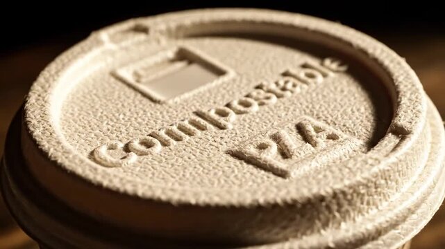 Biodegradable coffee cup lid made of PLA.