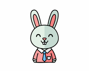 Obraz premium Adorable cartoon business rabbit character in professional attire.