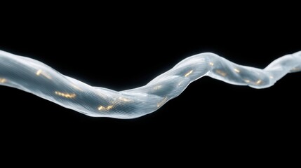 Obraz premium Abstract glowing twisted transparent ribbon on a black background showcasing light reflection and fluid movement