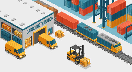 Industrial cargo transportation logistics train. © Yahya