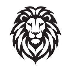Fototapeta premium Majestic lion vector silhouette line art logo illustration