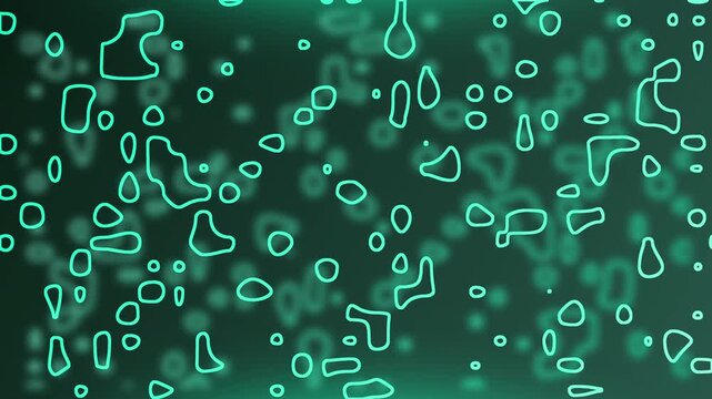 Teal liquid with irregular droplets and light borders. Ideal for pharmaceutical, science, technology, or abstract concepts in design projects.
