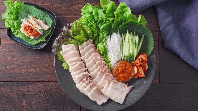 ポッサム 茹で豚と野菜の包み料理