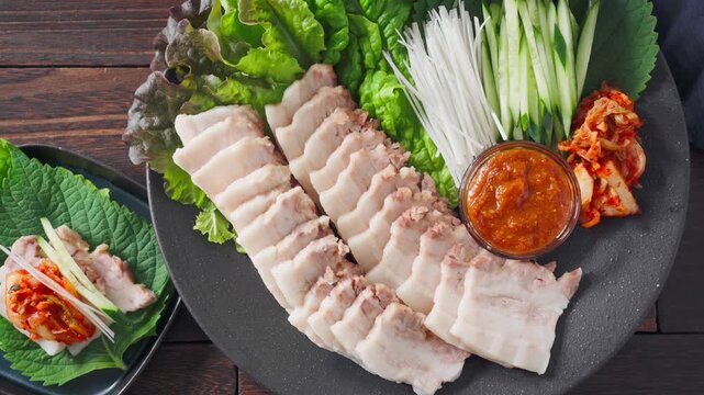 ポッサム 茹で豚と野菜の包み料理