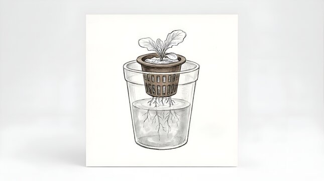 Hydroponic Seedling in Net Pot Illustration