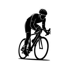 Obraz premium Cyclist riding a bicycle in black silhouette
