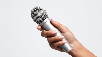 The Microphone Held by a Hand for Live Performance and Studio Recording