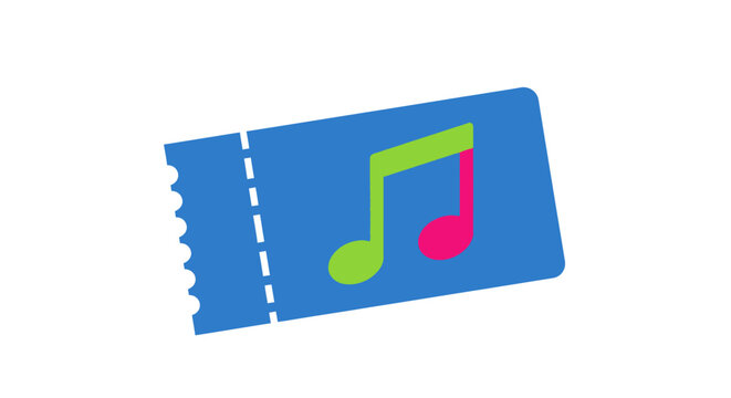 Colorful music ticket stub symbol.