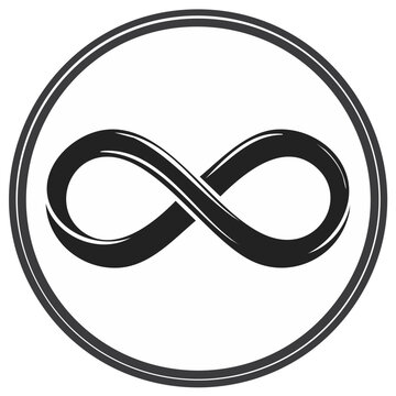Infinity symbol icon inside a circle with double lined border