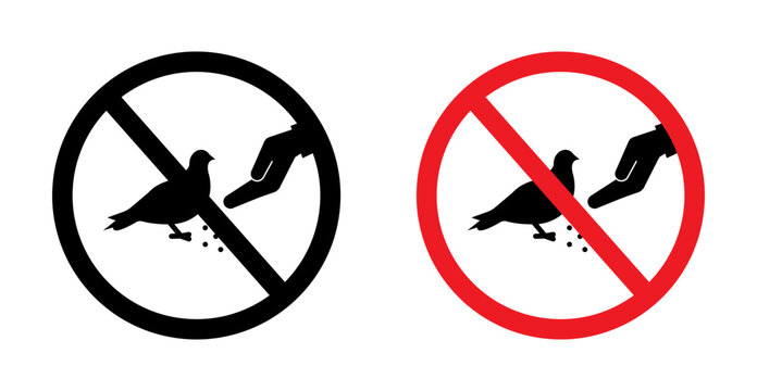 Do not feed birds sign set. vector illustration