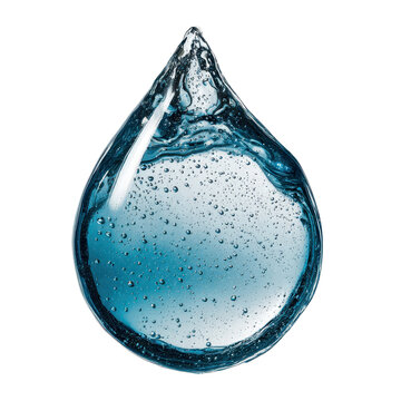Isolated Water Drop, Transparent with Air Bubbles for Nature and Environment