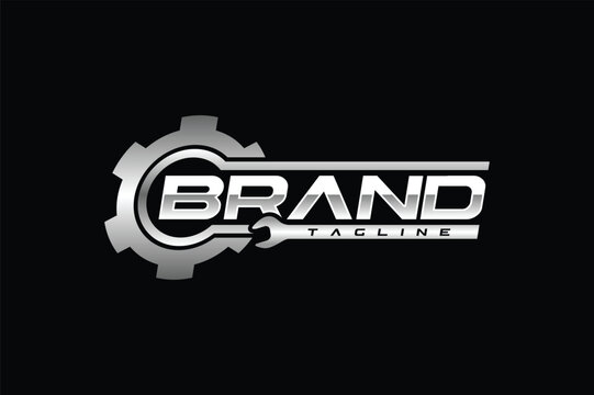 gear wrench text maintenance silver logo