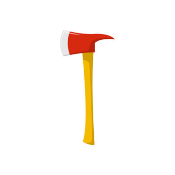 Vector illustration of firefighter axe on white background. Flat vector illustration axe.