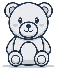 Obraz premium Cartoon Teddy Bear Illustration Sitting and Smiling, Cute Design