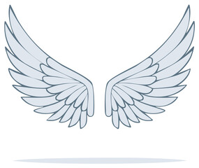 Pair of elegant light blue angel wings with stylized feather details