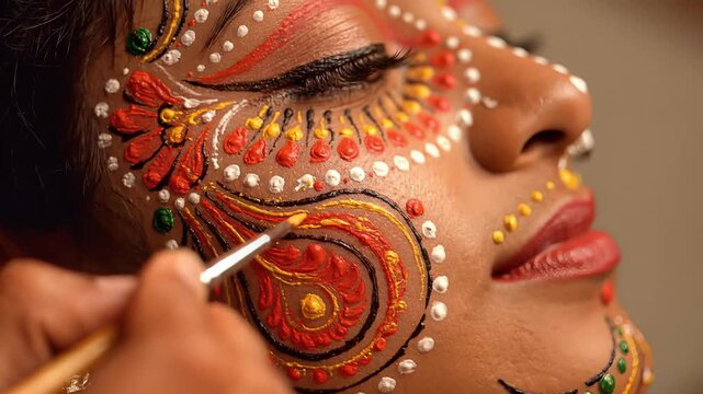 Bengali new year traditional face paint for Pohela Boishakh