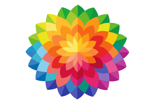 Abstract Rainbow Chrysanthemum with Geometric Shapes