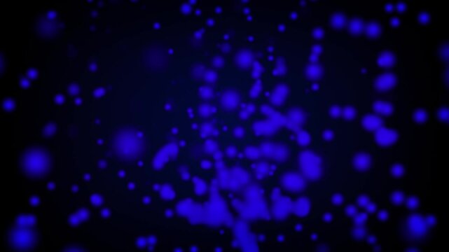 Deep blue cinematic particle swirl with professional depth of field effects and a seamless loop. Perfect for technology, science, or corporate presentations. High-quality motion animation.
