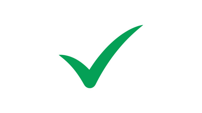 Green check mark symbol indicating success, agreement, or confirmation on a white background
