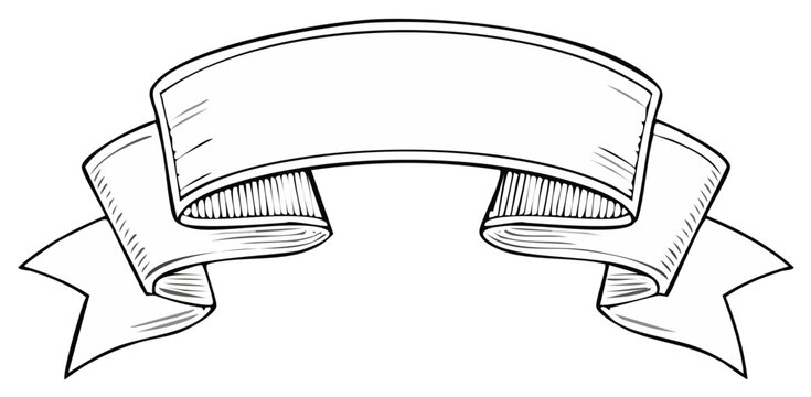 Engraved scroll banner illustration, old-fashioned style for titles and messages, vintage design