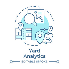 Yard analytics soft blue concept icon. Operational data collection. Key component of YMS. Round shape line illustration. Abstract idea. Graphic design. Easy to use in promotional material
