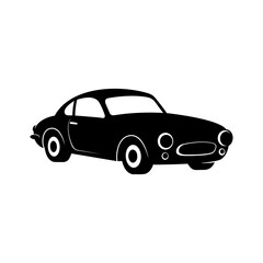 Fototapeta premium Vector silhouette illustration of a retro vintage car on a white background