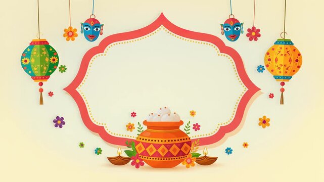 Bengali new year celebration with traditional masks and sweet pots