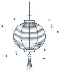 Obraz premium Minimalist illustrated hanging paper lantern with decorative elements