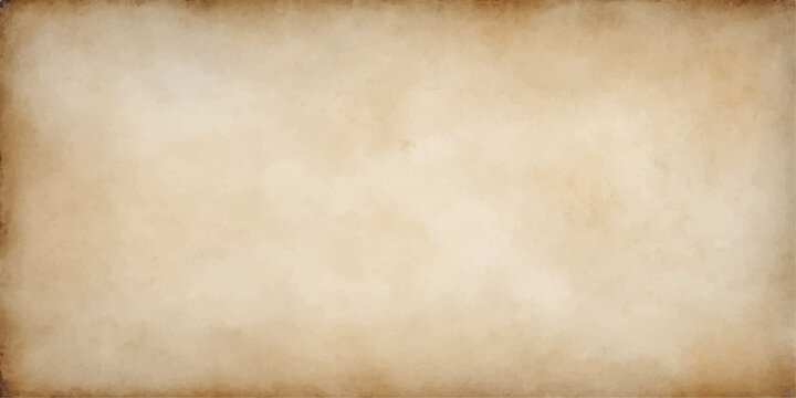 A blank vintage parchment sheet with a stained brown grunge texture and aged antique paper pattern creates a worn retro background for ancient design material