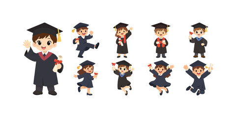 Illustration of Cute Student Graduate