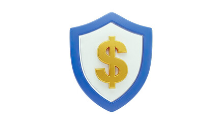 Obraz premium Gold Dollar Sign on Blue Shield