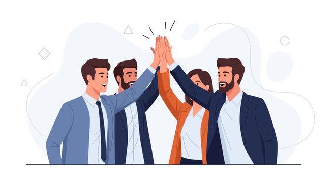 Teamwork High Five Success Celebration Business People Collaboration Unity