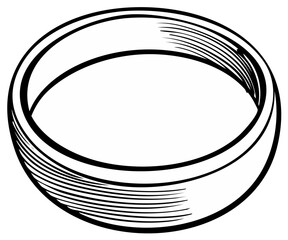 Obraz premium Engraved illustration of a simple, empty bowl, showcasing detailed lines and curves, isolated.