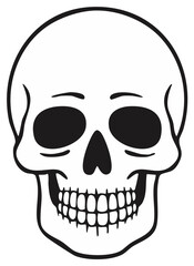 Obraz premium Stylized human skull illustration with empty eye sockets and grinning teeth