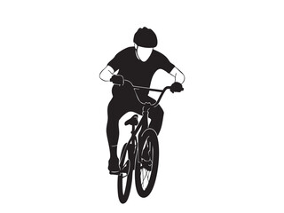 Naklejka premium Cycling Silhouette Vector Cyclist, Biking Mountain, Racing, Leisure Adventure Vectors