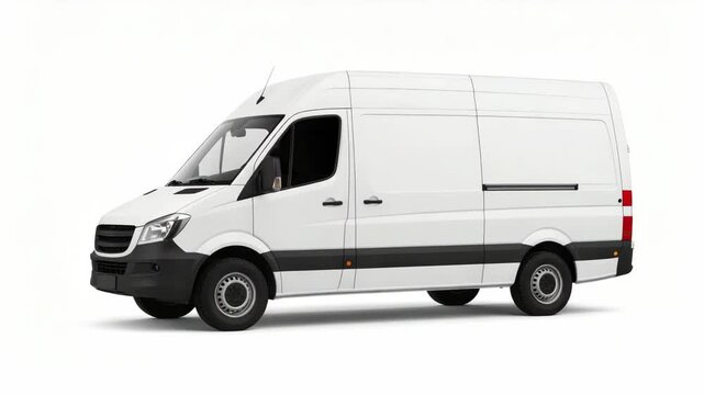 White panel van isolated on white background for commercial use