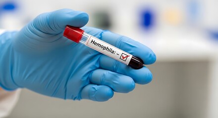 Fototapeta premium Close Up Blood Sample Tube for Hemophilia Testing and Blood Disorder Diagnosis in Clinical Lab