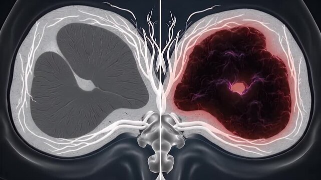 Comparison of Healthy Brain Scan Versus Diseased Brain Showing Neurological Disorder With Vibrant Red Pink Purple Energy Pulsing Inside Dark Medical Background