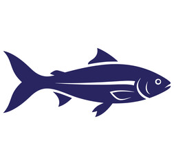 Obraz premium blue fish with white stripe on side swimming right marine life illustration