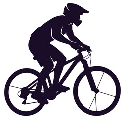 Naklejka premium cyclist riding bicycle in motion with helmet and gear