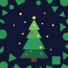 Fototapeta premium Stylized Christmas Tree with Geometric Shapes