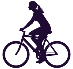 Fototapeta premium woman riding bicycle in silhouette against white background