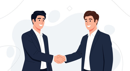 Fototapeta premium Two businessmen shaking hands, agreement, partnership, business deal, success, teamwork