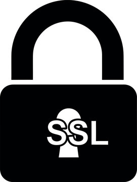 Ssl padlock icon with keyhole and secure socket layer text