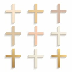 Obraz premium Easter minimalist cross illustration set presented in a clean and simple style