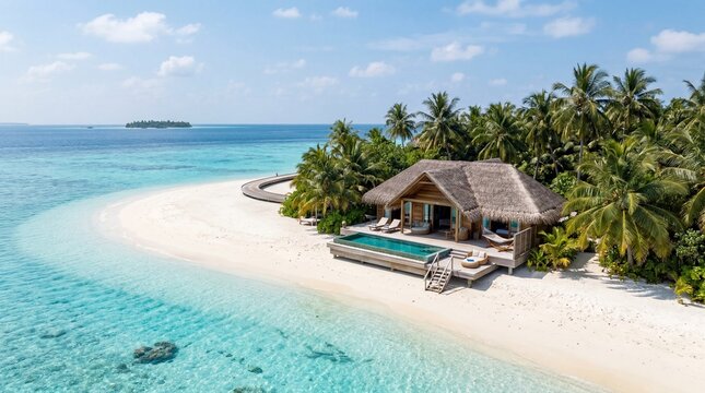 Luxurious Overwater Bungalow with Private Pool on a Tropical Island Paradise.