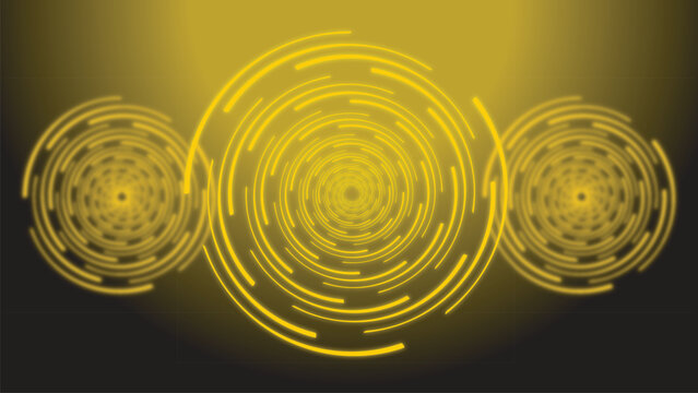 Futuristic Yellow Digital Circle Technology Background with Radar Wave Pattern